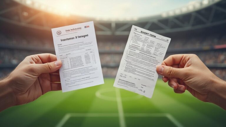 Mains tenant des formulaires médicaux et d'assurance contre un stade de football